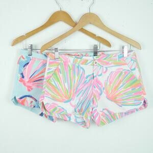 Lilly Pulitzer Adie Shorts Lot Shellebrate Size 0 Blue White‎ Resort Tropical